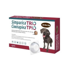 Сімпаріка ТРІО таблетки від бліх, кліщів та гельмінтів для собак вагою від 40 до 60 кг, 1 шт