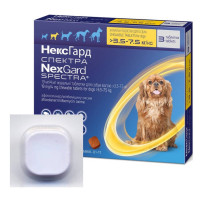 NexGard Spectra (Нексгард Спектра) таблетки від бліх, кліщів та гельмінтів для собак вагою від 3.5 до 7.5 кг, 1 шт