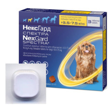 NexGard Spectra (Нексгард Спектра) таблетки от блох, клещей и гельминтов для собак весом от 3.5 до 7.5 кг, 1 шт