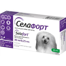 Селафорт капли от блох и глистов для собак 2.6-5 кг, 1 пип
