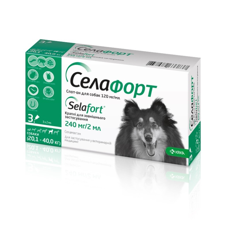 Селафорт капли от блох и глистов для собак 20-40 кг, 1 пип