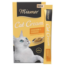 Miamor Cream Chicken & Cheese жидкие лакомства для котов с курицей и сыром, 15 гр х 6 шт