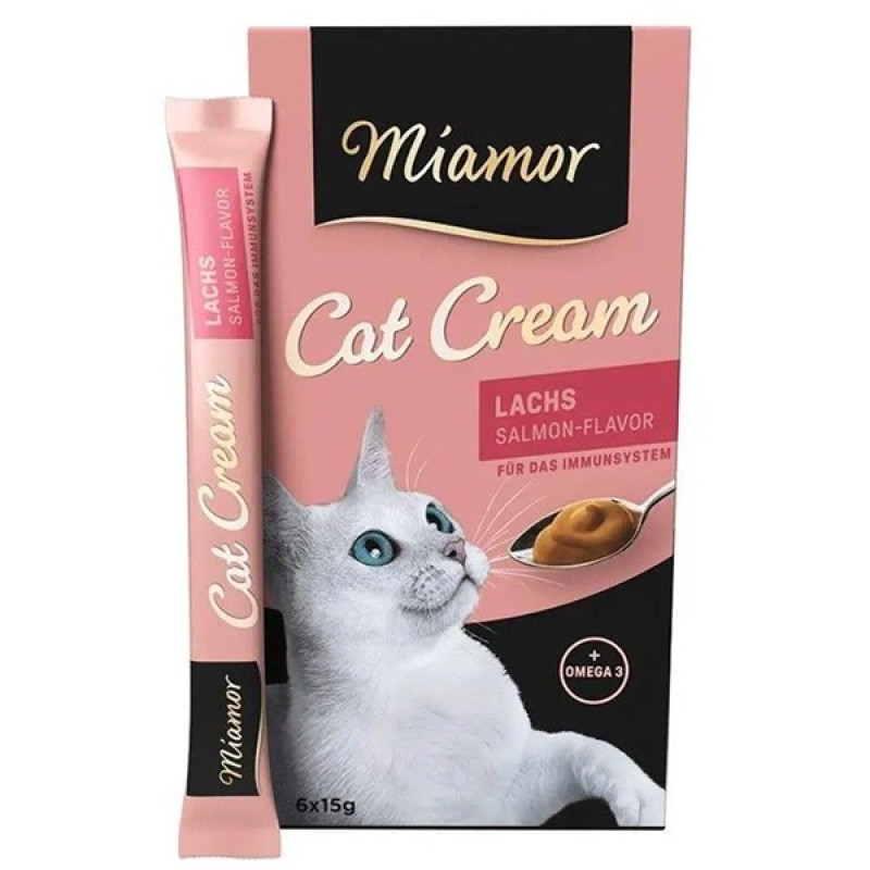 Miamor Cream Lachs жидкие лакомства для котов с лососем, 15 гр х 6 шт