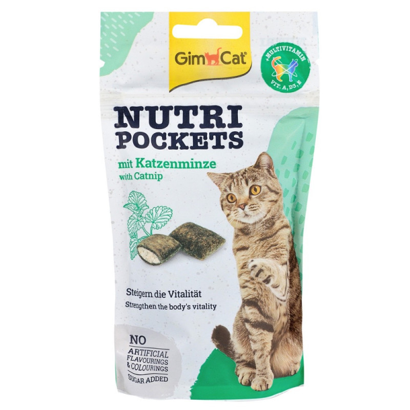 GimCat Nutri Pockets ласощі для котів з мультивітамінами та м'ятою, 60 гр