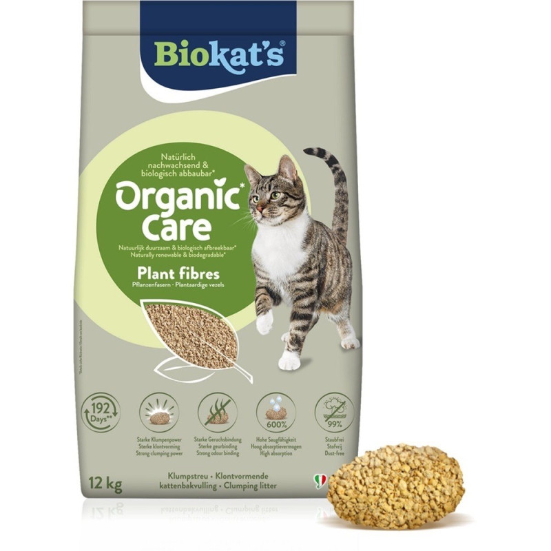 Biokat's Organic Care растительный наполнитель для кошачьего туалета, 12 кг - фото 2