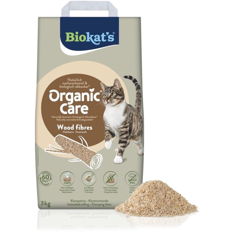 Biokat's Organic Care древесный наполнитель для кошачьего туалета, 3 кг - фото 2