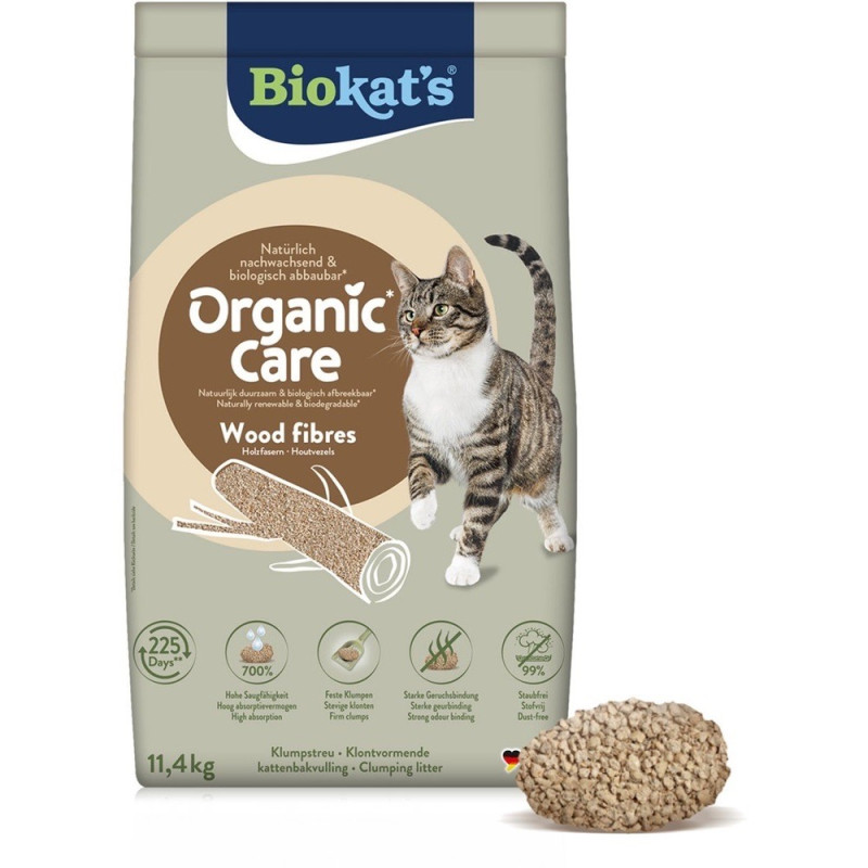 Biokat's Organic Care древесный наполнитель для кошачьего туалета, 11.4 кг - фото 2