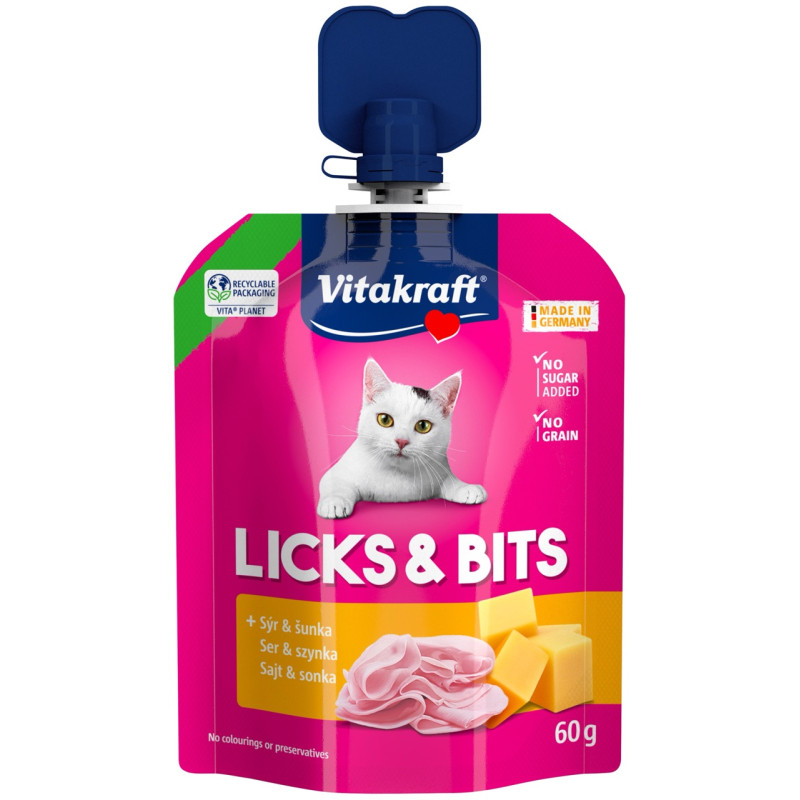 Vitakraft Lick & Bits Cheese жидкое лакомство для котов с сыром, 60 г