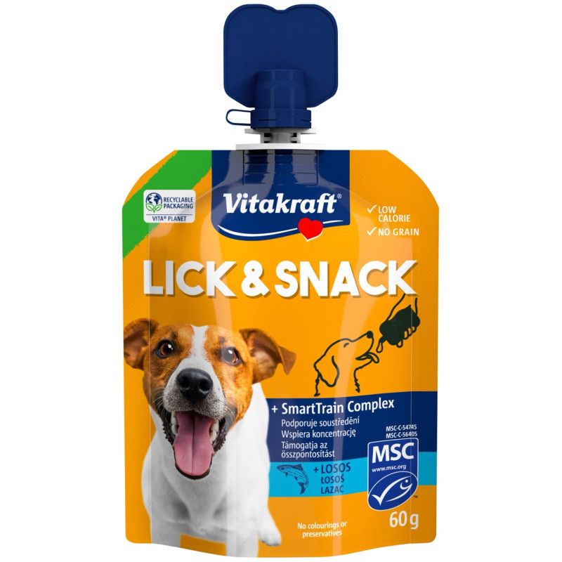 Vitakraft Lick & Snack Train Salmon жидкое лакомство для собак с лососем, 60 г
