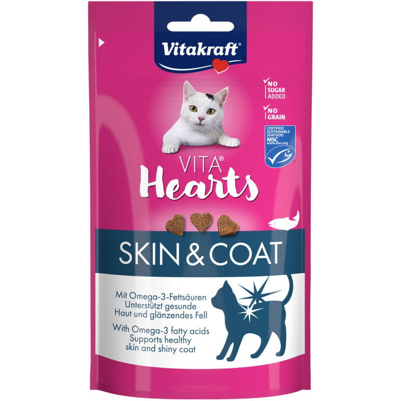 Vitakraft Vita Hearts Salmon лакомство для котов с лососем и Омега-3, 40 г