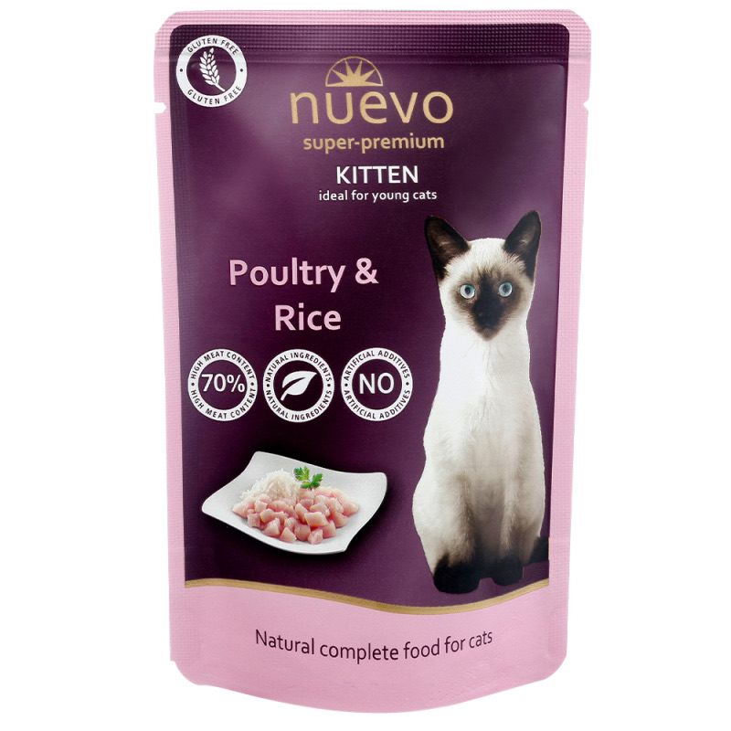Nuevo Kitten Poultry & Rice влажный корм для котят с птицей, 85 г