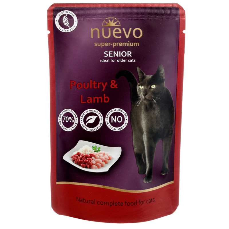 Nuevo Cat Senior Poultry & Lamb влажный корм для пожилых котов с ягненком и птицей, 85 г
