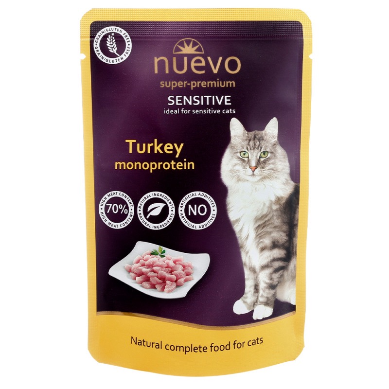 Nuevo Cat Sensitive влажный корм с индейкой для котов с чувствительным пищеварением, 85 г