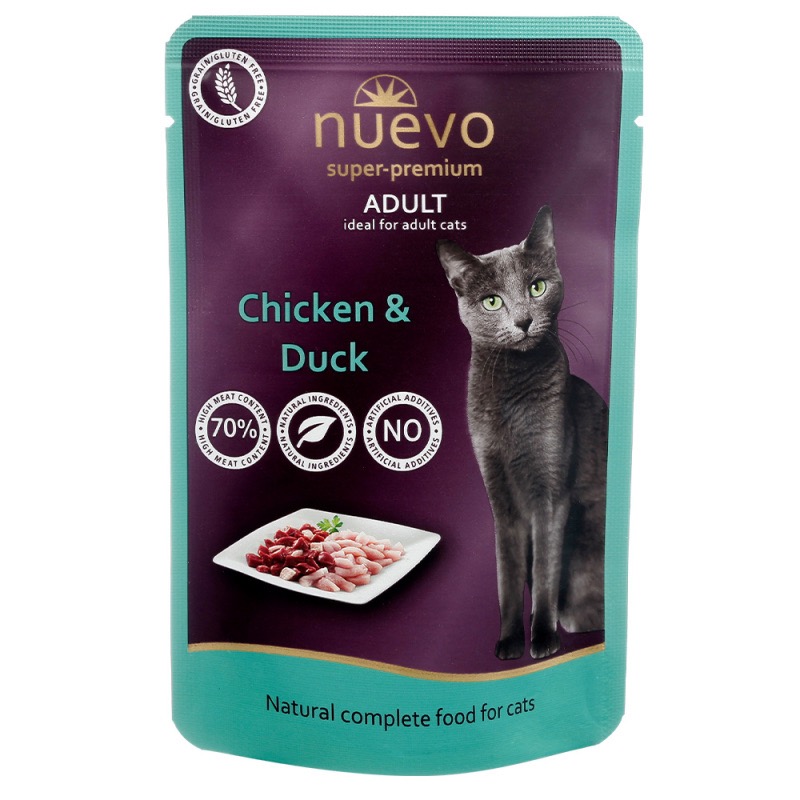 Nuevo Cat Chicken & Duck влажный корм для котов с курицей и уткой, 85 г