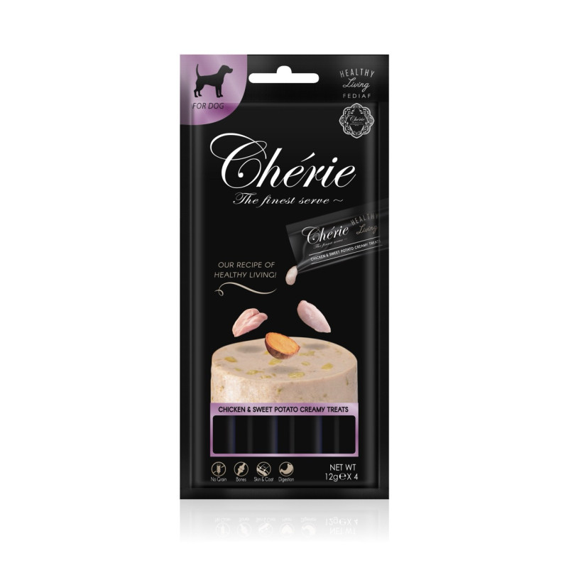 Cherie Healthy Living Creamy Treat Dog Chicken & Sweet Potato Puree ласощі для собак з куркою, 12 гр х 4 шт
