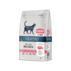Quattro Cat Sterilized Salmon сухой корм с лососем для стерилизованных котов, 7 кг