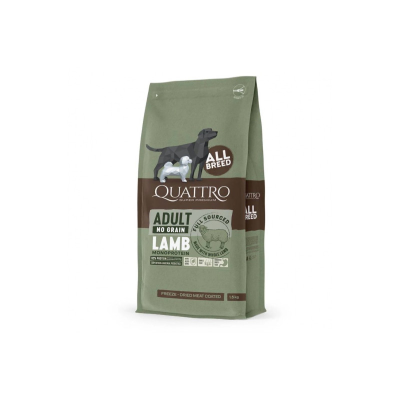 Quattro Adult All Breed Sensitive Lamb сухий корм із ягнятиною для собак, 1.5 кг