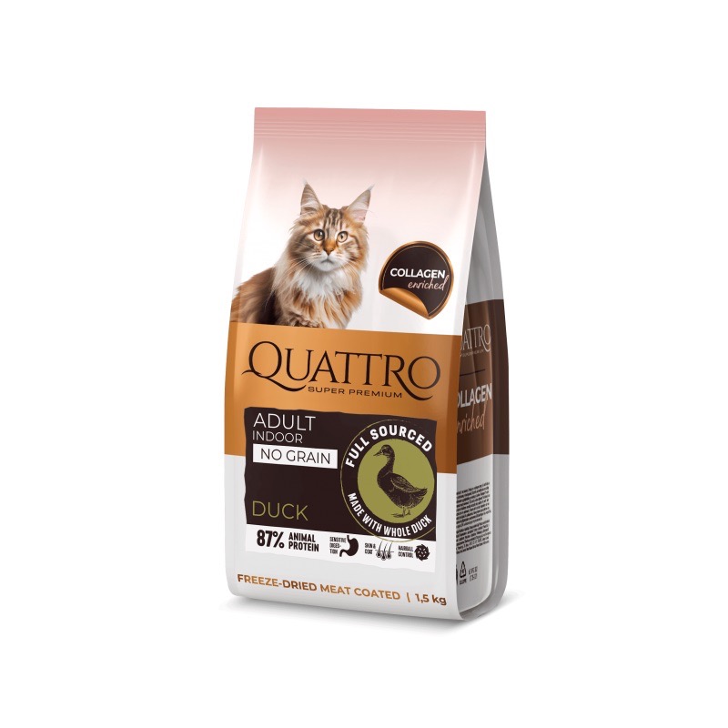 Quattro Cat Indoor Duck сухий корм з качкою для котів, 1.5 кг