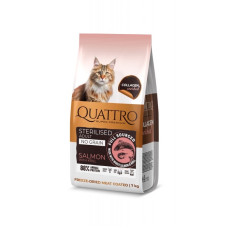 Quattro Cat Sterilized Salmon And Krill сухой корм с лососем для стерилизованных котов, 7 кг