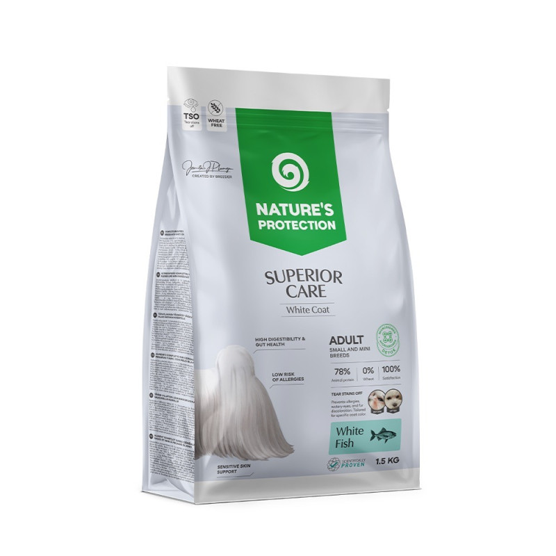 Nature's Protection Superior Care White Dogs GF Adult Small and Mini Breeds сухой корм для собак малых пород с белым окрасом шерсти 1.5 кг