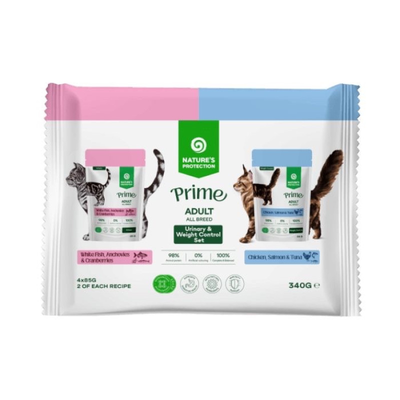 Nature's Protection Prime Multiple Functions Cats Set набор влажного корма для котов, 4 шт х 85 г