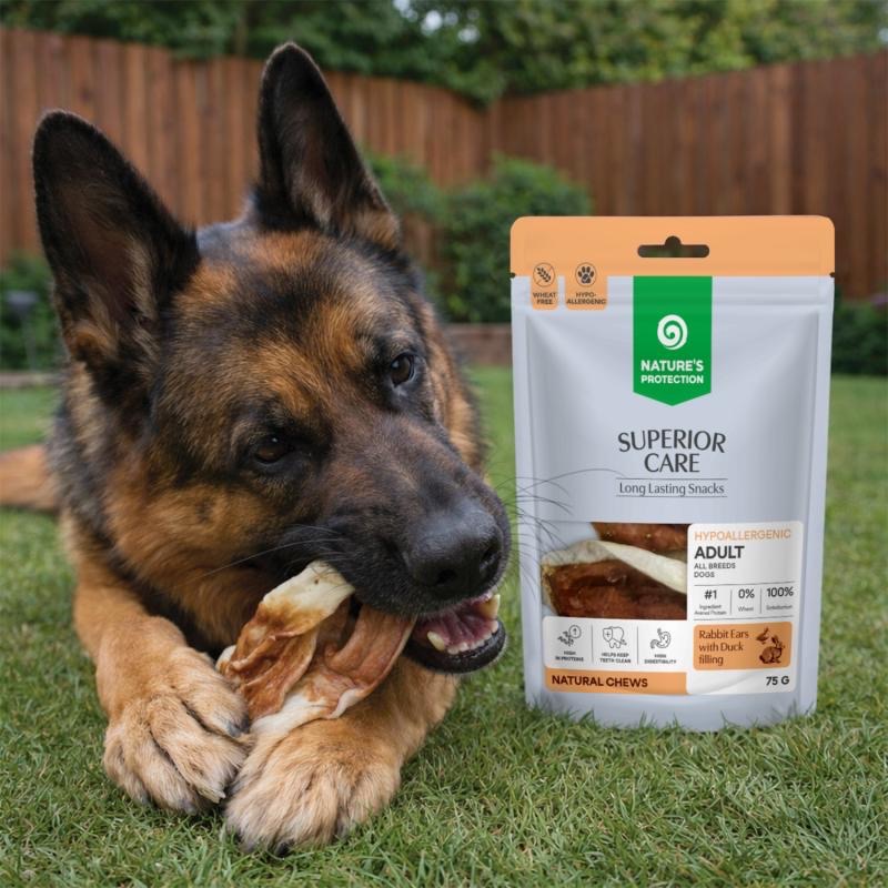 Nature's Protection Superior Care Rabbit Ears With Duck лакомство для собак с кроликом и уткой, 75 гр - фото 3