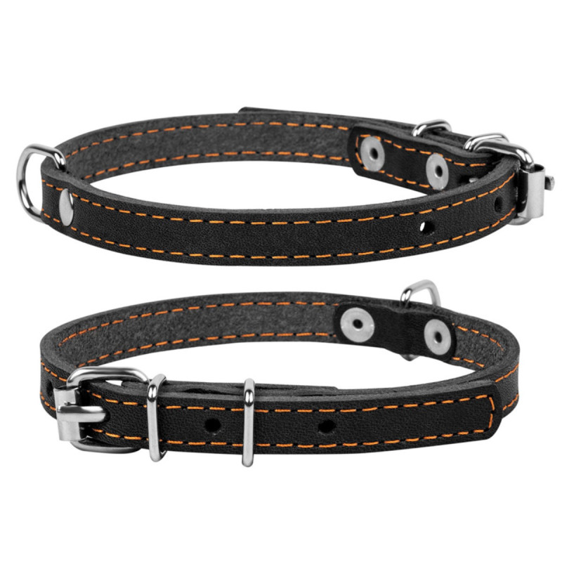Collar шкіряний нашийник для собак, 32-40 см, чорний - фото 2