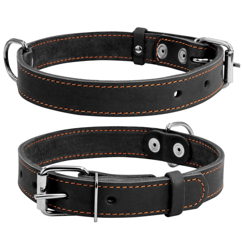 Collar шкіряний нашийник для собак, 38-50 см, чорний - фото 2