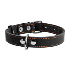 Collar шкіряний нашийник для собак, 48-63 см, чорний