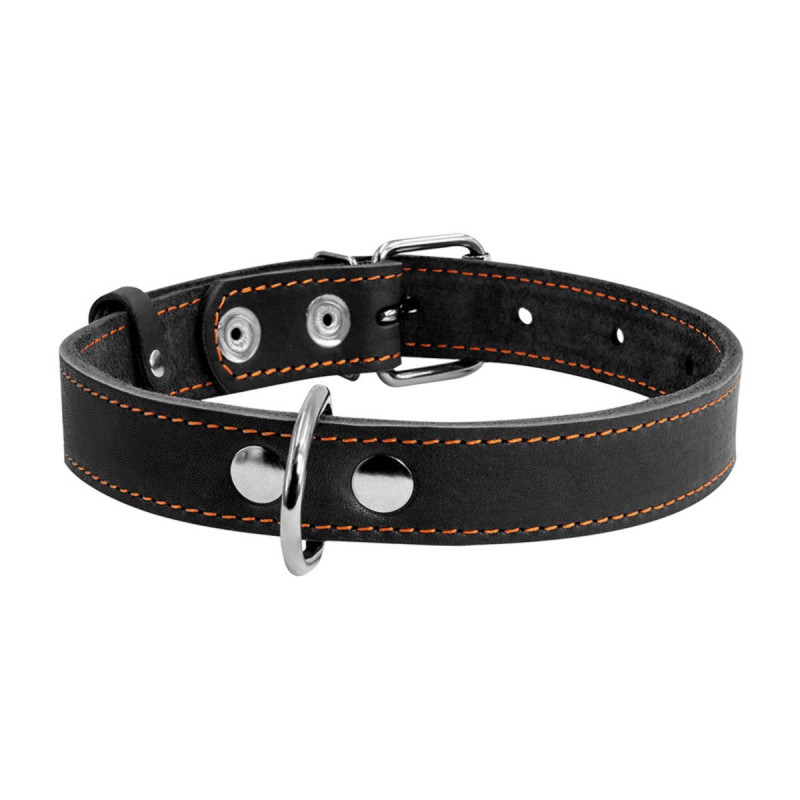 Collar шкіряний нашийник для собак, 48-63 см, чорний