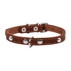 Collar ошейник кожаный с металлическими вставками, 27-35 см, коричневый