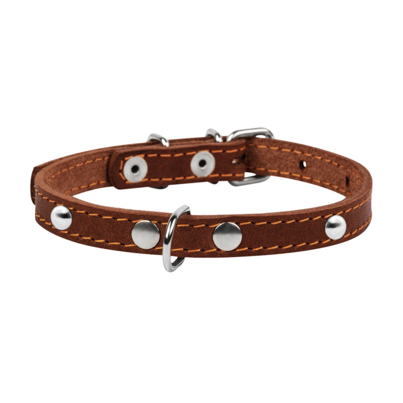 Collar нашийник шкіряний з металевими вставками, 27-35 см, коричневий