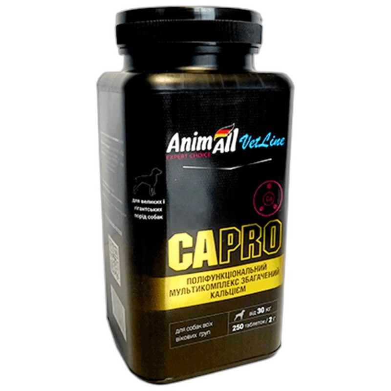 AnimAll VetLine Ca Pro витамины с кальцием для собак крупных пород, 250 табл 