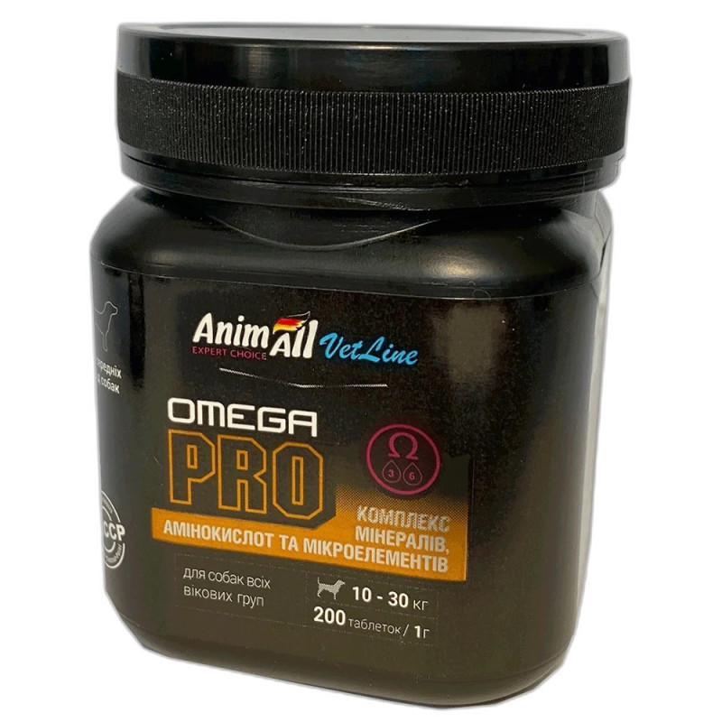 AnimAll VetLine Omega Pro витамины с Омега-3 для собак средних пород, 200 табл