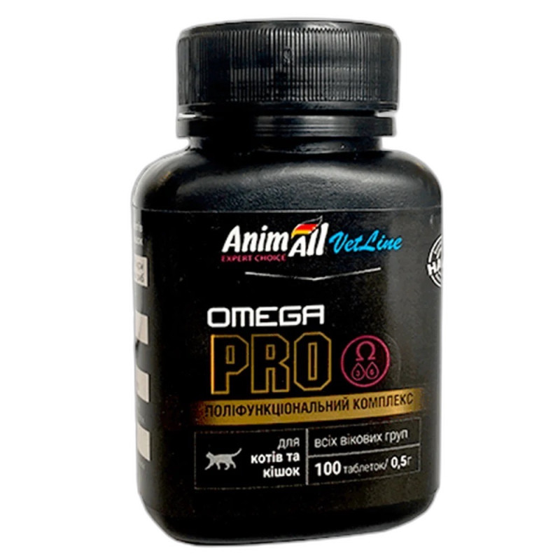AnimAll VetLine Omega Cat Pro вітамінний комплекс для котів, 100 табл
