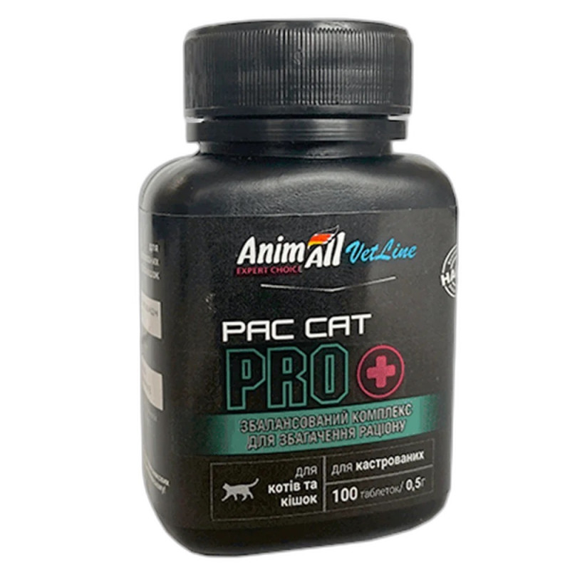 AnimAll VetLine Pac Cat Pro витамины для здоровья мочеполовой системы у котов, 100 табл