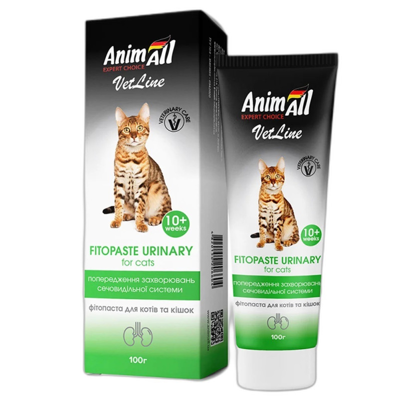 AnimAll VetLine Urinary фитопаста для профилактики МКБ у котов, 100 мл
