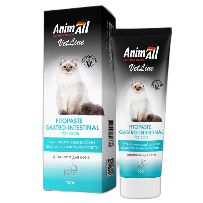 AnimAll VetLine Gastrointestinal фитопаста для нормализации работы ЖКТ у котов, 100 мл