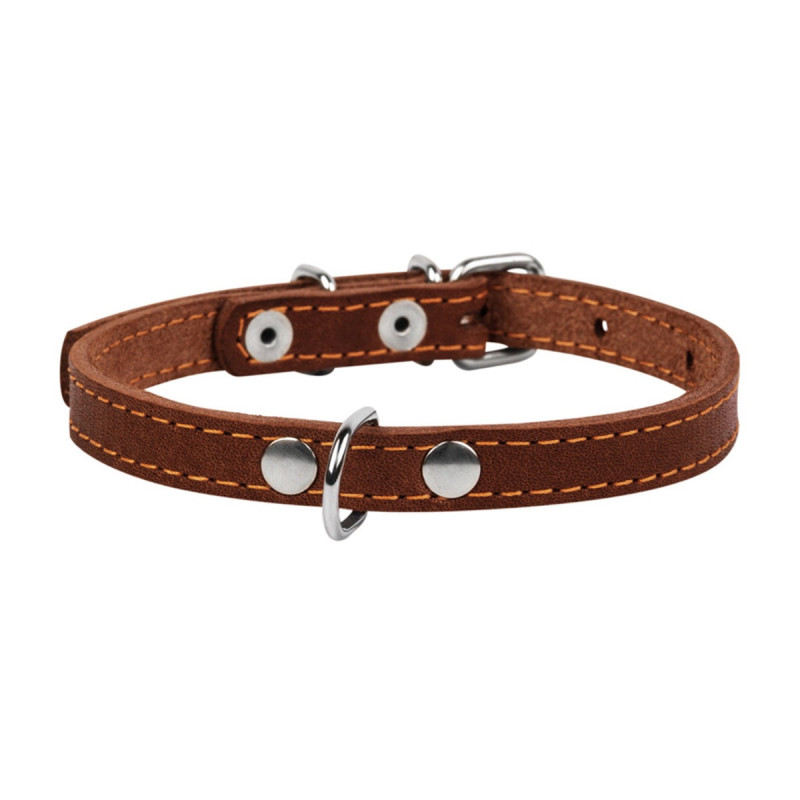 Collar шкіряний нашийник для собак, 22-30 см, коричневий