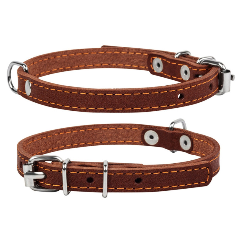 Collar шкіряний нашийник для собак, 22-30 см, коричневий - фото 2