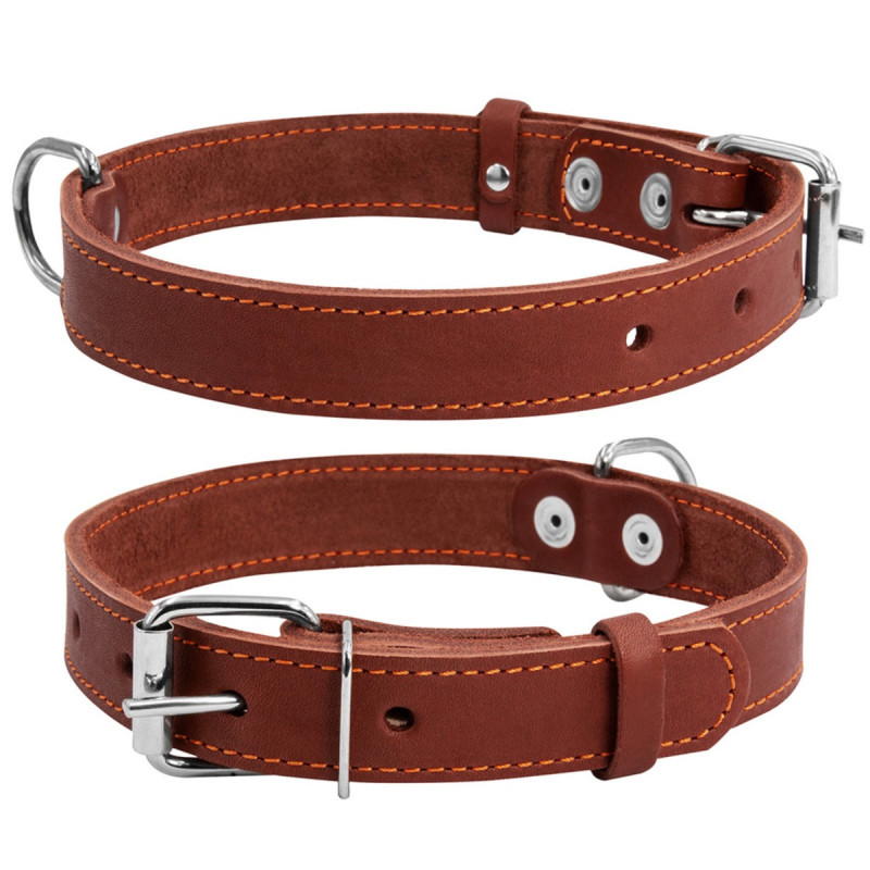 Collar шкіряний нашийник для собак, 38-50 см, коричневий - фото 2