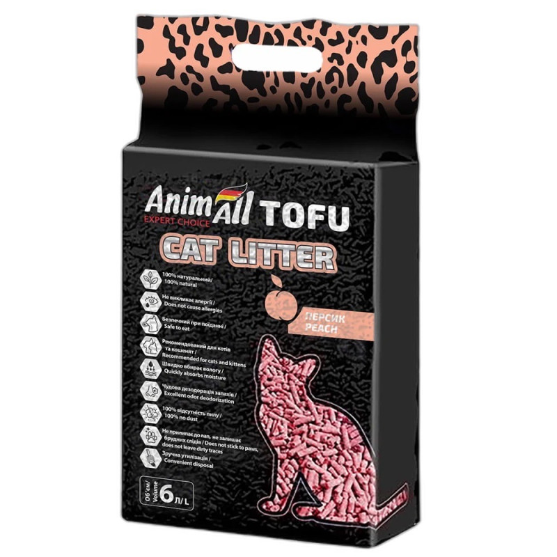 AnimAll Tofu Peach соевый наполнитель для кошачьего туалета с ароматом персика, 6 л