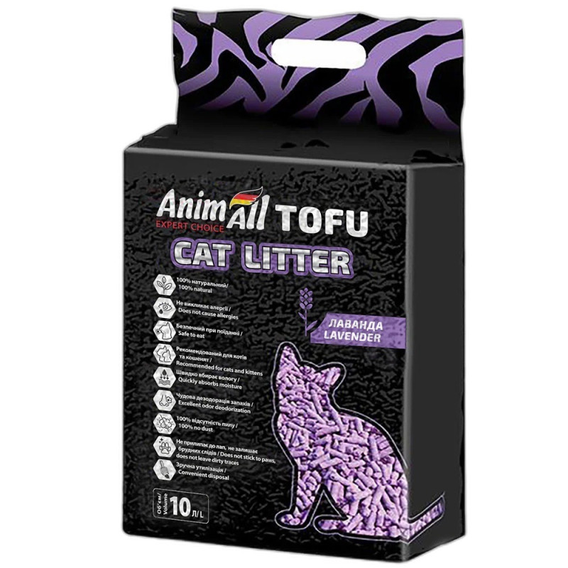 AnimAll Tofu Lavender соевый наполнитель для кошачьих туалетов с ароматом лаванды, 10 л