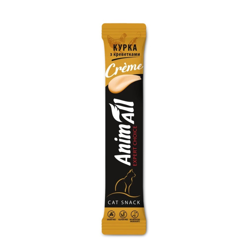 AnimAll Сreme Chicken Shrimps рідкі ласощі для котів з куркою та креветками, 6 шт х 15 гр - фото 3