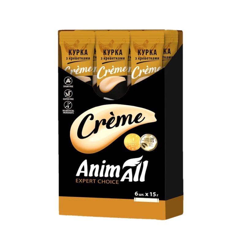AnimAll Сreme Chicken Shrimps рідкі ласощі для котів з куркою та креветками, 6 шт х 15 гр - фото 2