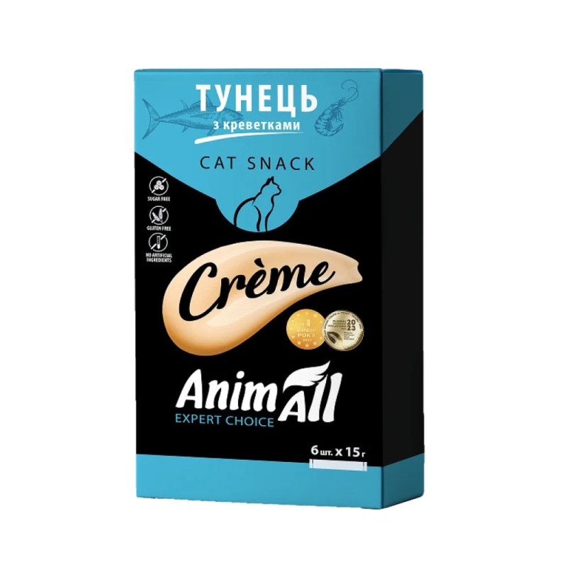 AnimAll Сreme Tuna Shrimp жидкое лакомство для котов с тунцом и креветками, 6 шт х 15 гр - фото 2