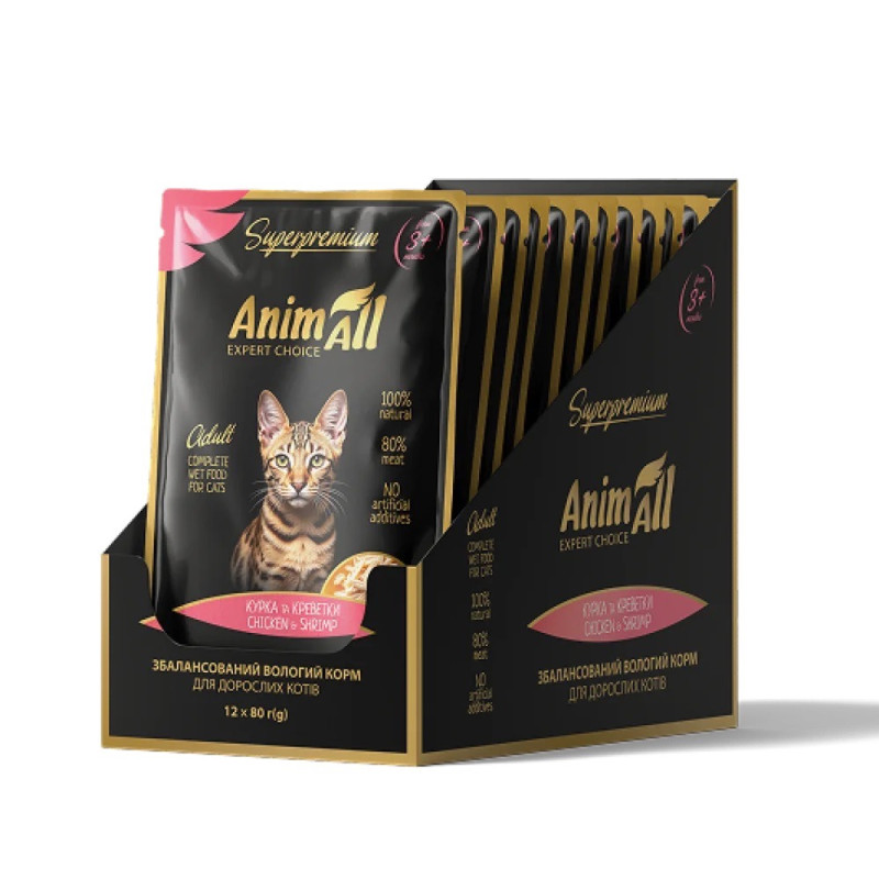 AnimAll Cat Chicken Shrimp влажный корм для котов с курицей и креветками, 80 гр - фото 3