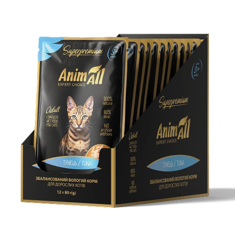 AnimAll Cat Tuna влажный корм для котов с тунцом, 80 гр - фото 3