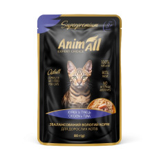 AnimAll Cat Chicken Tuna вологий корм для котів з куркою та тунцем, 80 гр