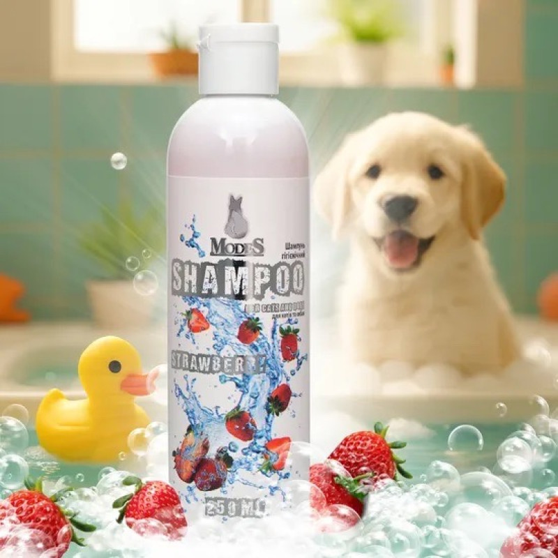 Modes Shampoo Strawberry шампунь для собак и котов с ароматом клубники, 250 мл - фото 2